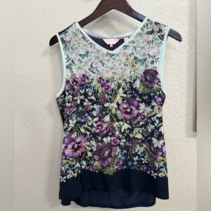 Ted Baker Dark Blue Floral Tank Top